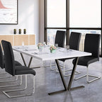 Yaheetech Dining Chairs Set of 6 Modern Faux Leather Upholstered Dining Room Chairs with High Back and Metal Chrome Legs for Kitchen/Living Room/Restaurant, Black