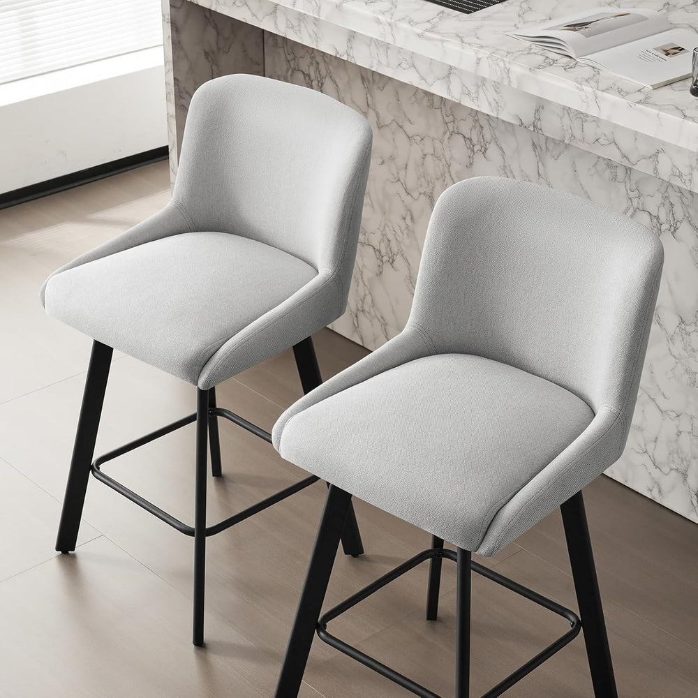 SAECKBERG Swivel Bar Stools Set of 3, 26''H Upholstered Barstools wit...