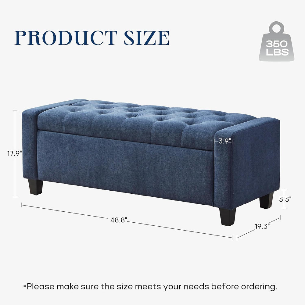 Zihanhome Ottoman with Storage, 48.8" Fabric Storage Ottoman Bench with ...