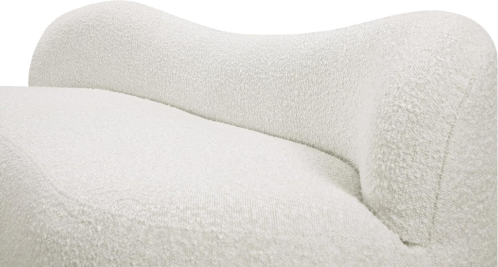 Meridian Furniture 119Cream Flair Collection Modern | Contemporary Boucle Fabric Upholstered Bench with Curved Back Design, Cream, 62" W x 23" D x 24" H