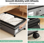 Kitstorack Under Bed Storage with Wheels 2Pack Height-adjustable Under Bed Storage Containers,Under Bed Shoe Storage Organizer with Clear Window&Label, Suitable for Clothes Storage, Gray