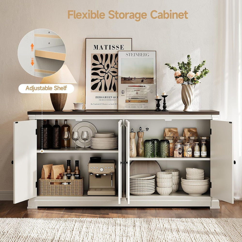 ONBRILL 63 Inches Buffet Cabinet with Storage, Large Sideboard Cabinet with 4...