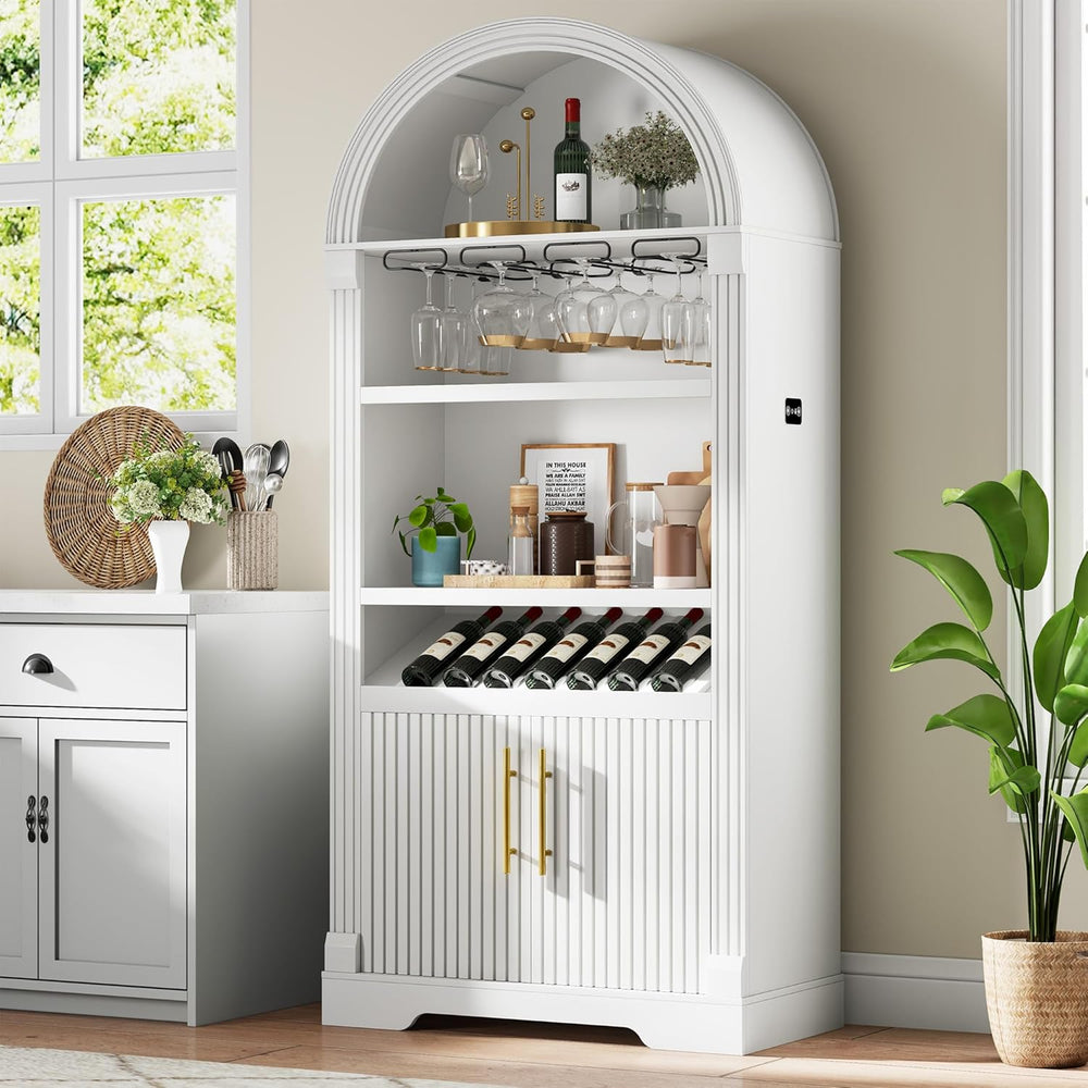 Vlsrka Arched Cabinet, Kitchen Pantry Cabinets with Open & Adjustable She...