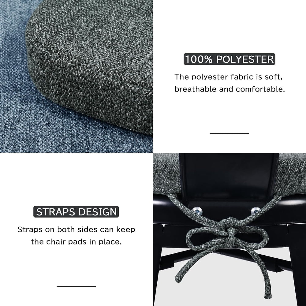 baibu 14x14 Memory Foam Metal Chair Cushions Set of 4, Dual-Layer Design Non-...