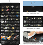Bloss Hanging Jewelry Organizer With 90 Pockets,Earring Holder Organizer Storage For Valentine's Day Gift,Double-Sided Jewelry Holder for Earrings, Necklaces, Rings on Closet,Wall,Door(Black)