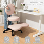 BUBHA Ergonomic Criss Cross Chair, Meditation Chair with Reclining Backrest & Adjustable Height, Cross Legged Office Chair with Wheels, Wide Kneeling Chair Leg Rest,ADHD Desk & Yoga Seat (Grey)