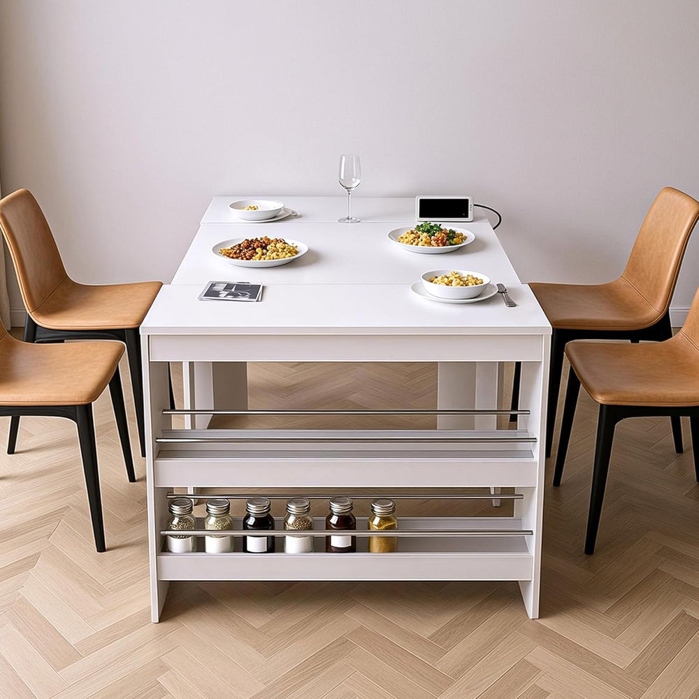 118.2" Modern Extendable Dining Table for 2 to 12 People with Outlet, Sp...