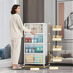 Extra Large Stackable Storage Bins with Lids & Wheels & Door, 416QT-52QT/13GAL*8Pack Foldable Collapsible Closet Organizers, Plastic containers drawers for bedroom Dorm