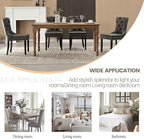 KCC Faux Leather Dining Chairs Set of 2, Upholstered High-end Tufted Dining Room Chair with Nailhead Back Ring Pull Trim Solid Wood Legs, Contemporary Nikki Collection Modern Style for Kitchen, Gray