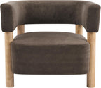 Christopher Knight Home Carly Low Profile Accent Chair, Boucle Upholstered Barrel Chair, Comfy Reading Chair for Bedroom, Wooden Single Lounge Sofa, Dark Brown