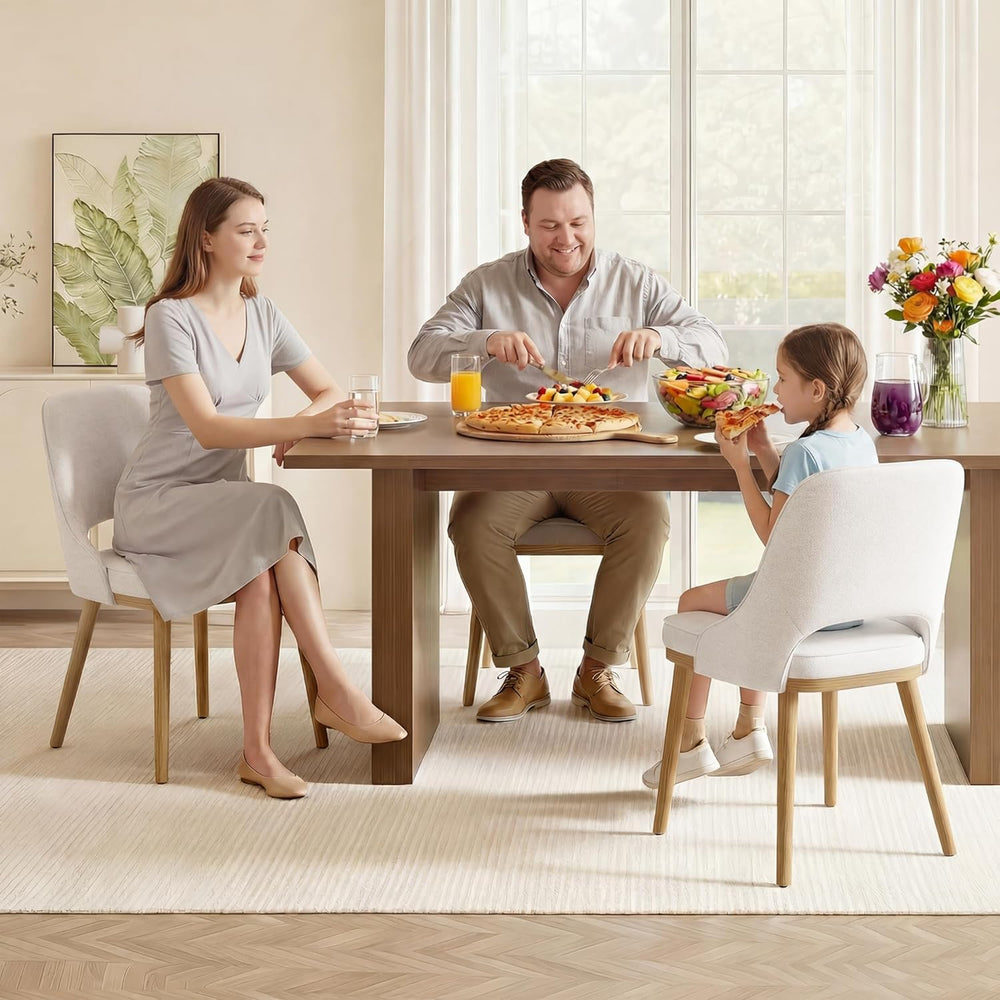Modern Upholstered Dining Chairs Set of 6, Open Back with Solid Wood Legs, Er...