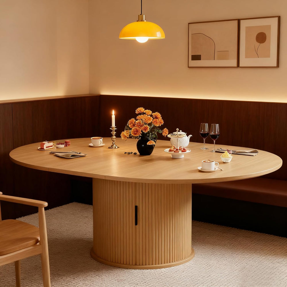 Wildhome Extendable Round Dining Table for 2-4-6, 59 Inch Dining Room Kitchen...