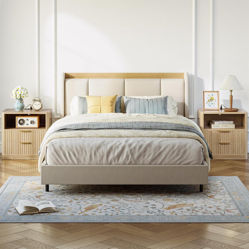 IRONCK Fluted Night Stand Set of 2, Oak