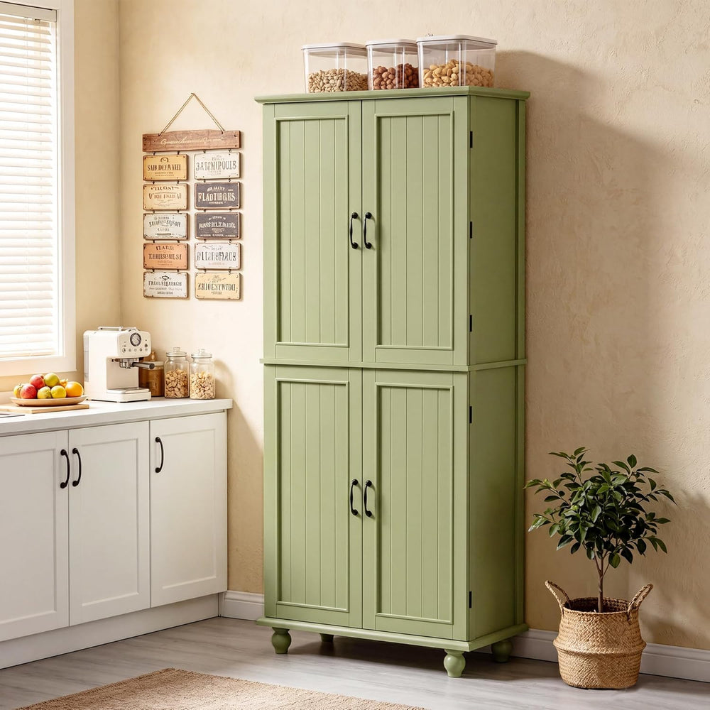Scurrty Kitchen Pantry Cabinet, 69'' Pantry Storage Cabinet with 4 Do...