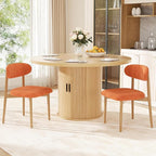 Wooden Dining Chair Set of 2, Modern Dining Chairs with with Curved Back, Fabric Upholstered Kitchen Dining Room Chairs with Adjustable Legs for Farmhouse Dining Living Room,Orange