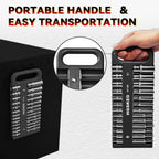 Magnetic Socket Holder Set with Handle, Portable Socket Organizer, Heavy Duty Socket Racks (Black, 1/4" Drive)