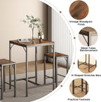 Homeiju Bar Table and Chairs Set, Square Bar Table with 2 Stools, Space-Saving Dining Pub Set for 2, Perfect for Kitchen, Breakfast Nook, Living Room & Small Spaces