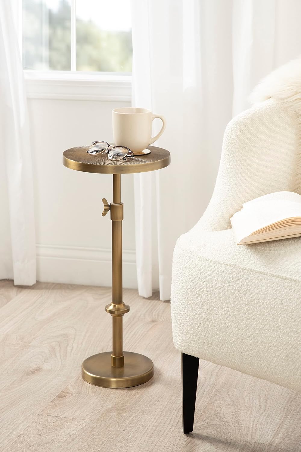 Kate and Laurel Engles Traditional Adjustable-Height Pedestal Drink Table; 10...