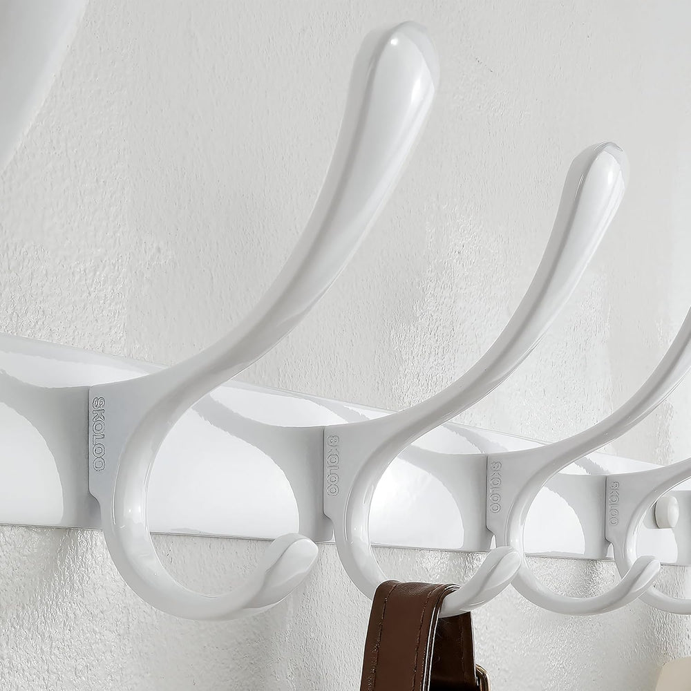 SKOLOO Heavy Duty Wall Mounted Coat Rack - 6 Hooks, Stainless Steel, Pack of ...