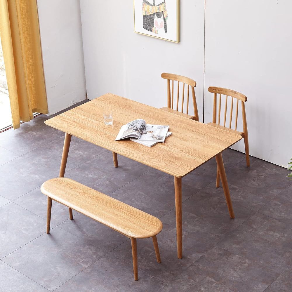 KEVINSPACE Farmhouse Bench, 100% Natural Oak Wood Bench, Furniture Mid-Centur...