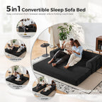 79" Convertible Sofa Bed, Boneless Couches for Living Room | Corduroy Futon Sofa Bed with Pocket Springs, Modular Sleeper Couch in a Box, No Assembly, Black