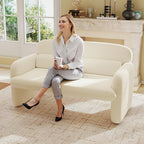 Furnimart Modern Loveseat Sofa, 54" 2-Seater Boucle Sofa, Comfy Upholstered Minimalist Couch, Small Couches for Small Spaces, Apartment, Office, Living Room, Bedroom, Dorm, Chenille White