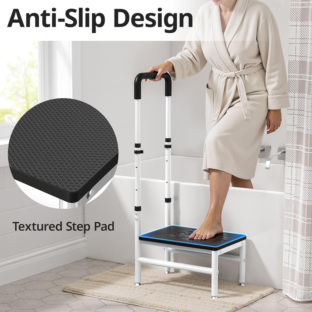 Step Stool with Handle for Adults and Seniors, Heavy Duty One Step Wooden Pla...