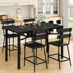 Hooseng 5-Piece Dining Table Set for 4, Counter Height Kitchen Table & 4 Bar Stools, Hightop Bar Table and Chairs Set with Storage, Farmhouse Small Dinette Set for Pub, Dining Room, Small Space