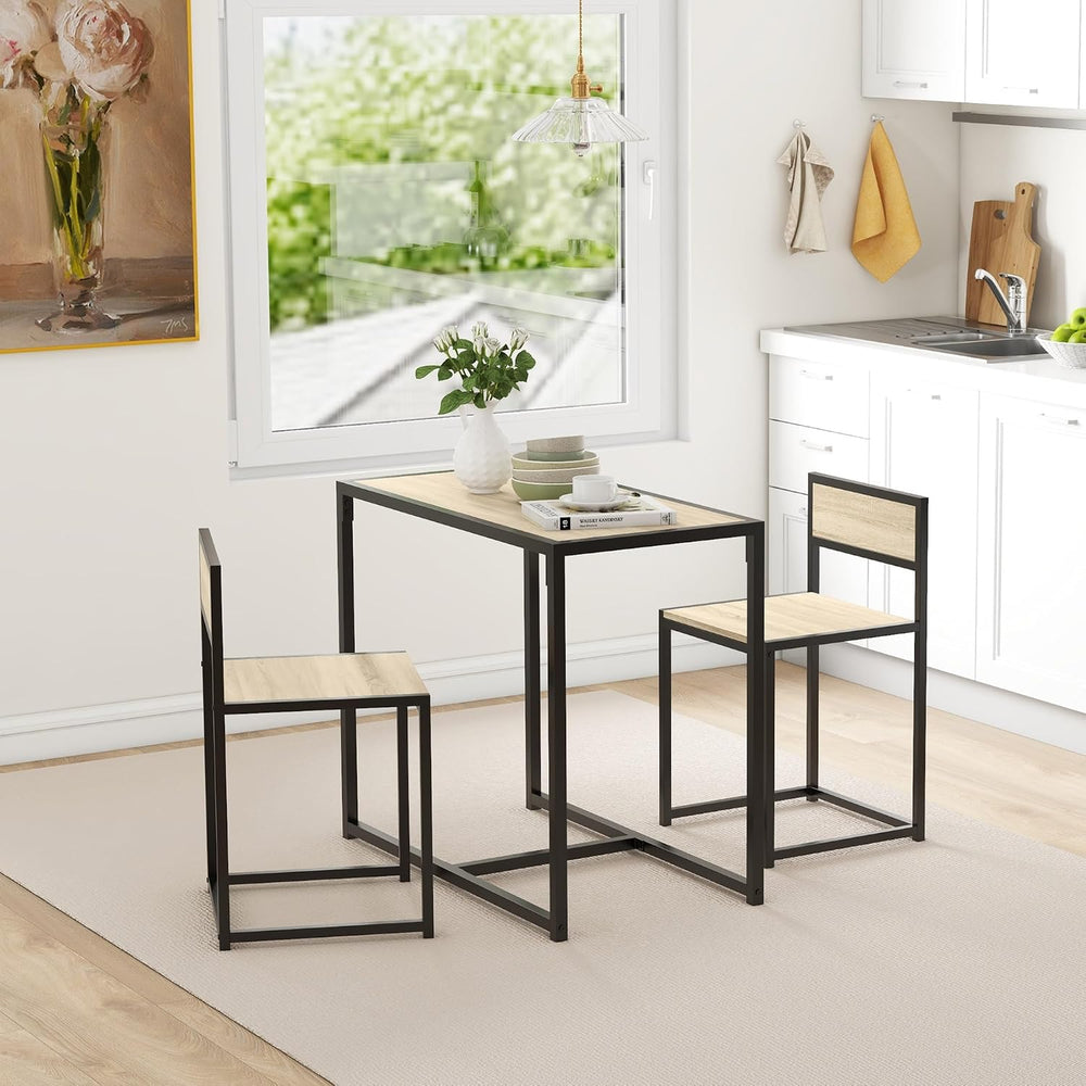 HOMCOM Small Dining Table Set for 2 Compact for Small Spaces, Oak