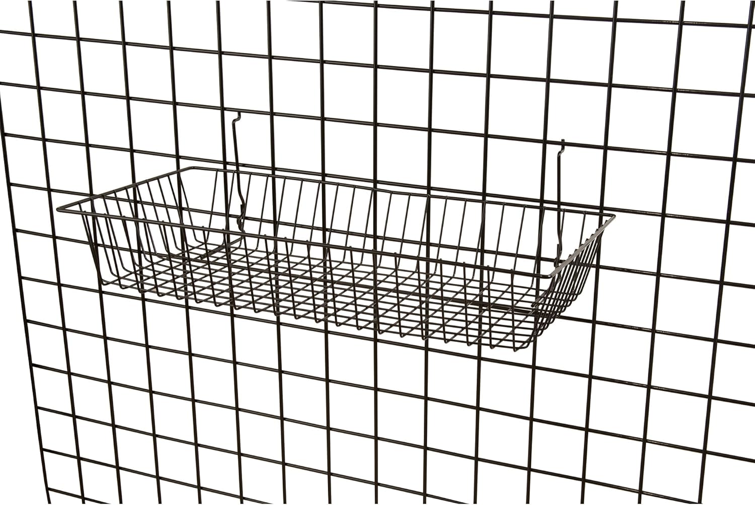 Only Garment Racks #5624B (Pack of 6) Black Wire Baskets for Grid Wall and Slat Wall - Merchandiser Baskets, Black Wire Basket 24" L x 12" D x 4" H (Set of 6) (Pack of 6)