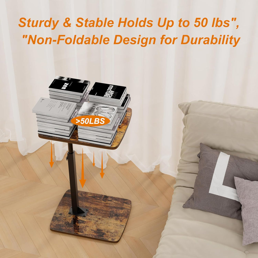 TV Tray Table for Small Spaces with 360° Swivel Tabletop & Height Adjusta...