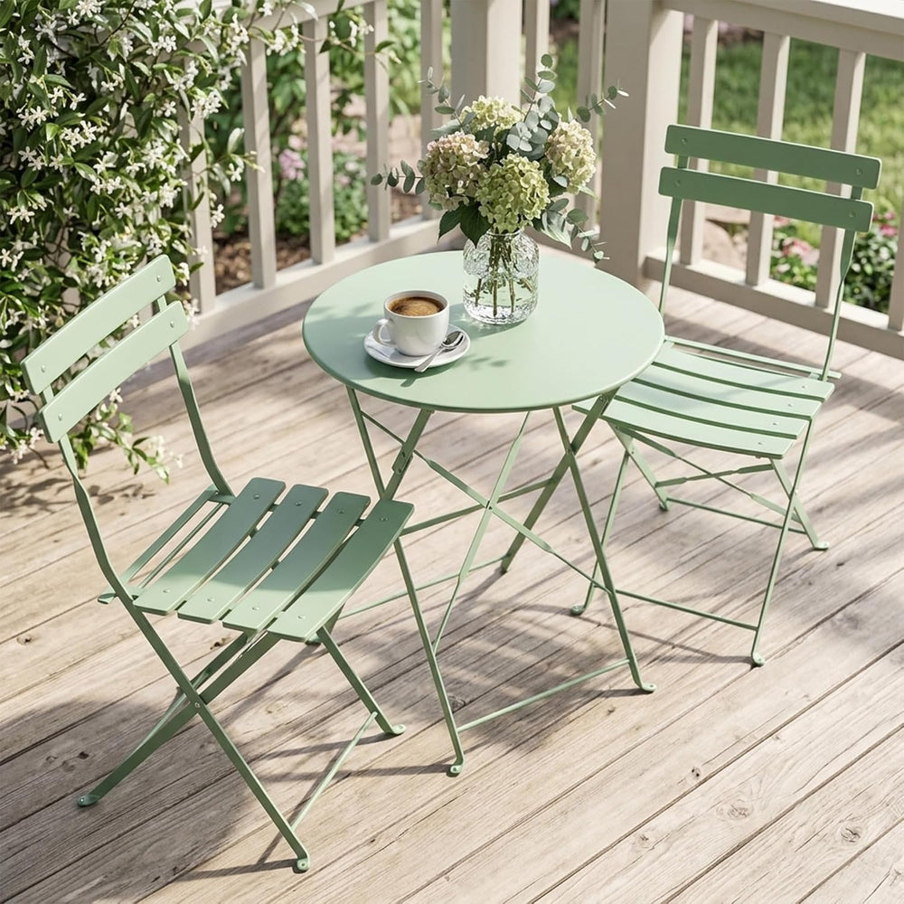 Bistro Table & Chairs Set of 2, Folding Outdoor Patio Furniture
