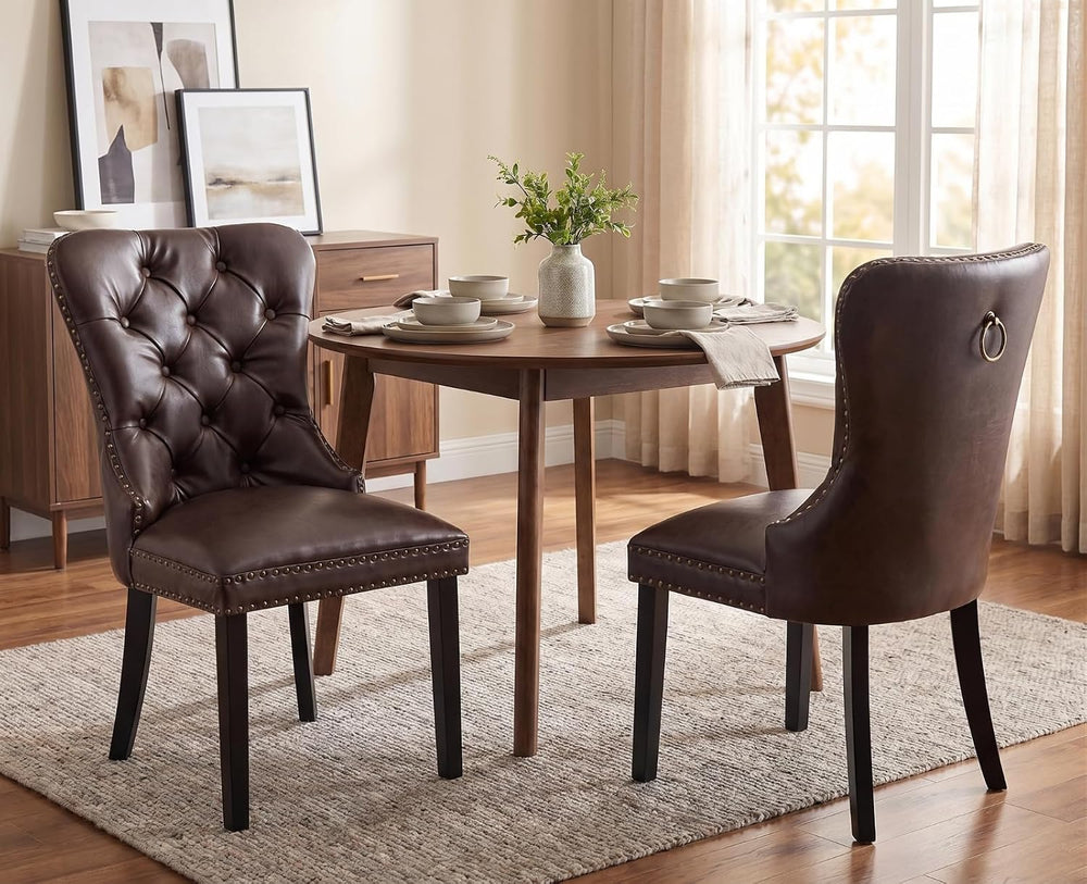 EALSON Modern Dining Chairs Set of 2 Mid Century Leather Dining Room Chairs w...