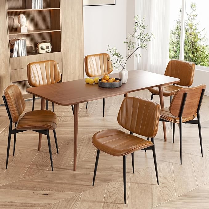 Dining Chairs Set of 2, Mid Century Modern Dining Room Chair, Upholstered Fau...