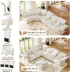LLappuil L Shaped Curved Sectional Sofa with Storage & Extra Large Hexagon Seat, Beige Corduroy Modular Sectional Sofa for Living Room with Adjustable Arms & Backs, 6 Seat
