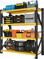 5000LBS Heavy Duty Garage Shelving 59" W Garage Storage Shelves 4-Tier Metal Adjustable Shelf Unit Storage Rack for Basement Supermarket Warehouse 59" W x 24" D x 78" H Yellow