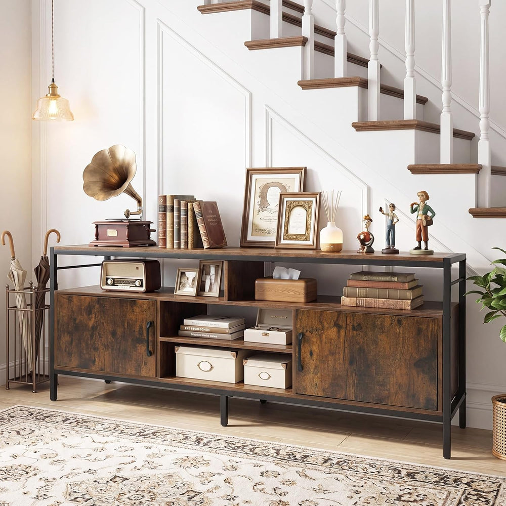Tangkula Industrial TV Stand for TVs up to 65”, Entertainment Center with 2 S...