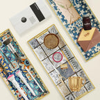 Bathroom Vanity Tray for Countertop, Small Plastic Toilet Tank Tray Versatile Storage & Organization Tray for Makeup, Perfume, Desk, Kitchen, Candles, 13.7"x6"x1.4", 35Boho1