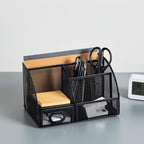 Amazon Basics Pen Holder and Desk Organizer, Office Caddy Storage, Black, ‎9.1" x 5.9" x 5.5''