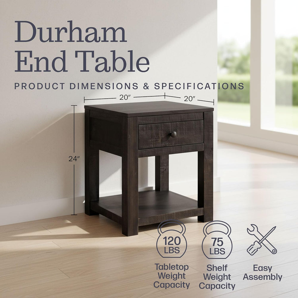 Alaterre Furniture Durham Bedroom Nightstand - 20in Small Side Table Set with...