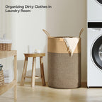 Laundry Hamper 75L,Large Laundry Basket for Clothes,Decorative Storage Basket for Blankets,Cotton Rope Woven basket for bedroom,Dark Brown