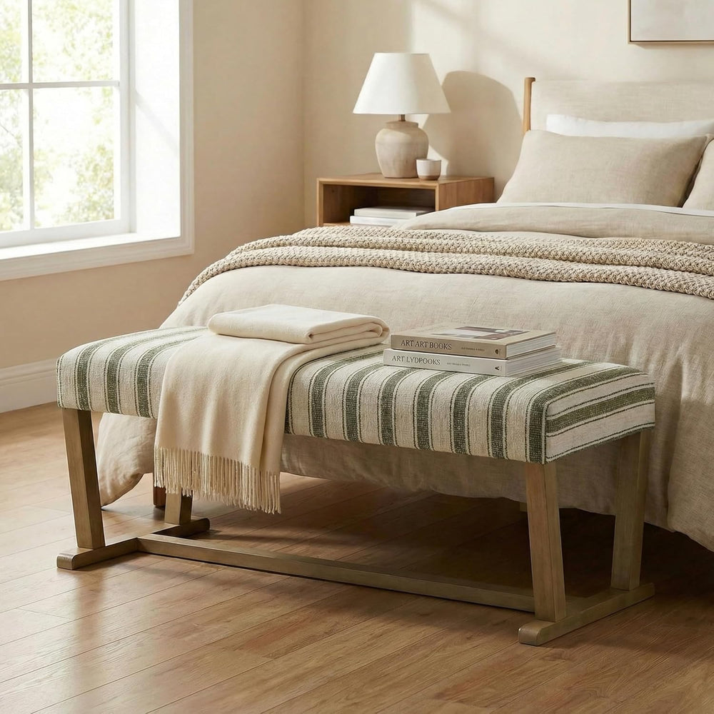 VKNOW 41" Upholstered Entryway Bench, End of Bed Bench with Cushion and ...