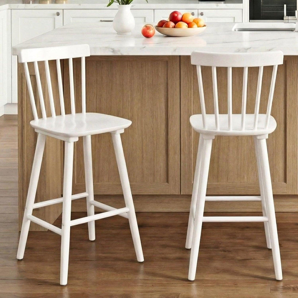 Windsor Bar Stools Set of 2, 26 Inch Counter Height Barstools Wooden Barstool...