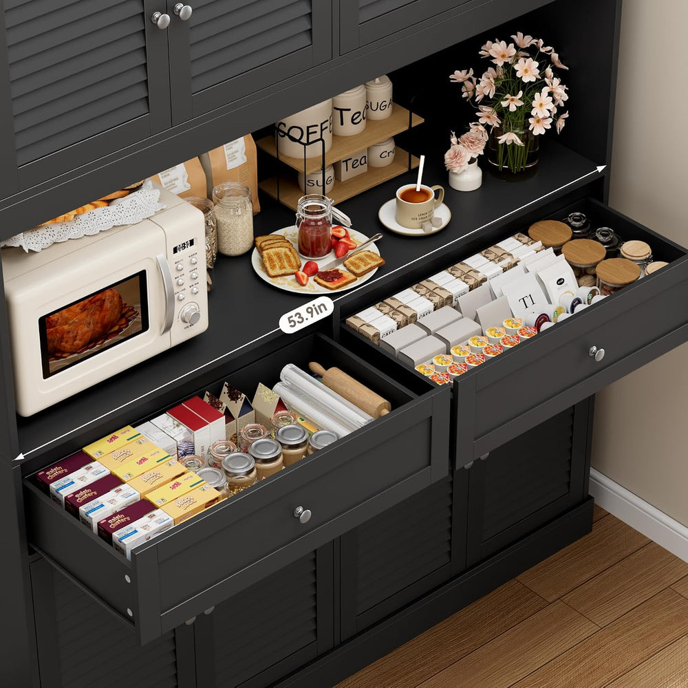 HIFIT 71“HX55“W Kitchen Hutch, Farmhouse Pantry Cabinet for Food Storage | La...
