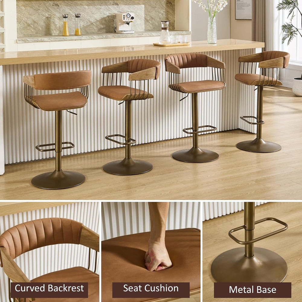 HEAH-YO Swivel Bar Stools Set of 2, Adjustable Counter Height Bar Stools with...