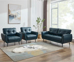 TYBOATLE Sofa Couch 61" Small Loveseat Couches for Living Room Leather Couch Mid Century Modern Tufted Mini Sofa Comfy Office 2 Seat Settee Love Seat Small Couches for Spaces Bedroom (2, Blue)