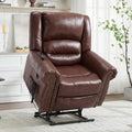 Genuine Leather Power Lift Recliner Chair, Lazy Boy Recliner Chair with Charging Ports for Living Room Theater Seating, Electric Single Sofa with Round Armrest, Red