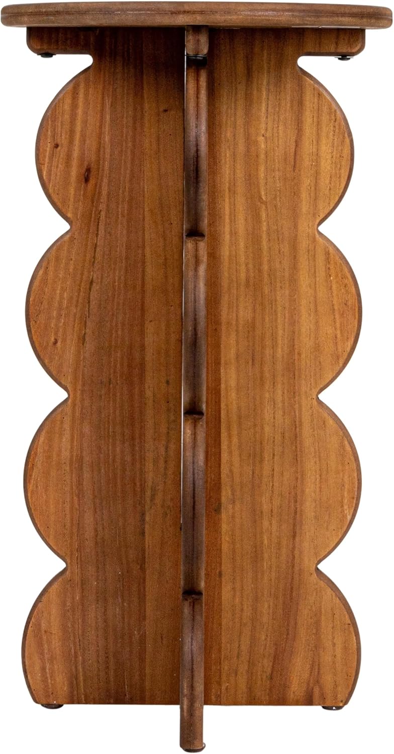 Creative Co-Op Scalloped Edge Accent Table, Walnut Finish