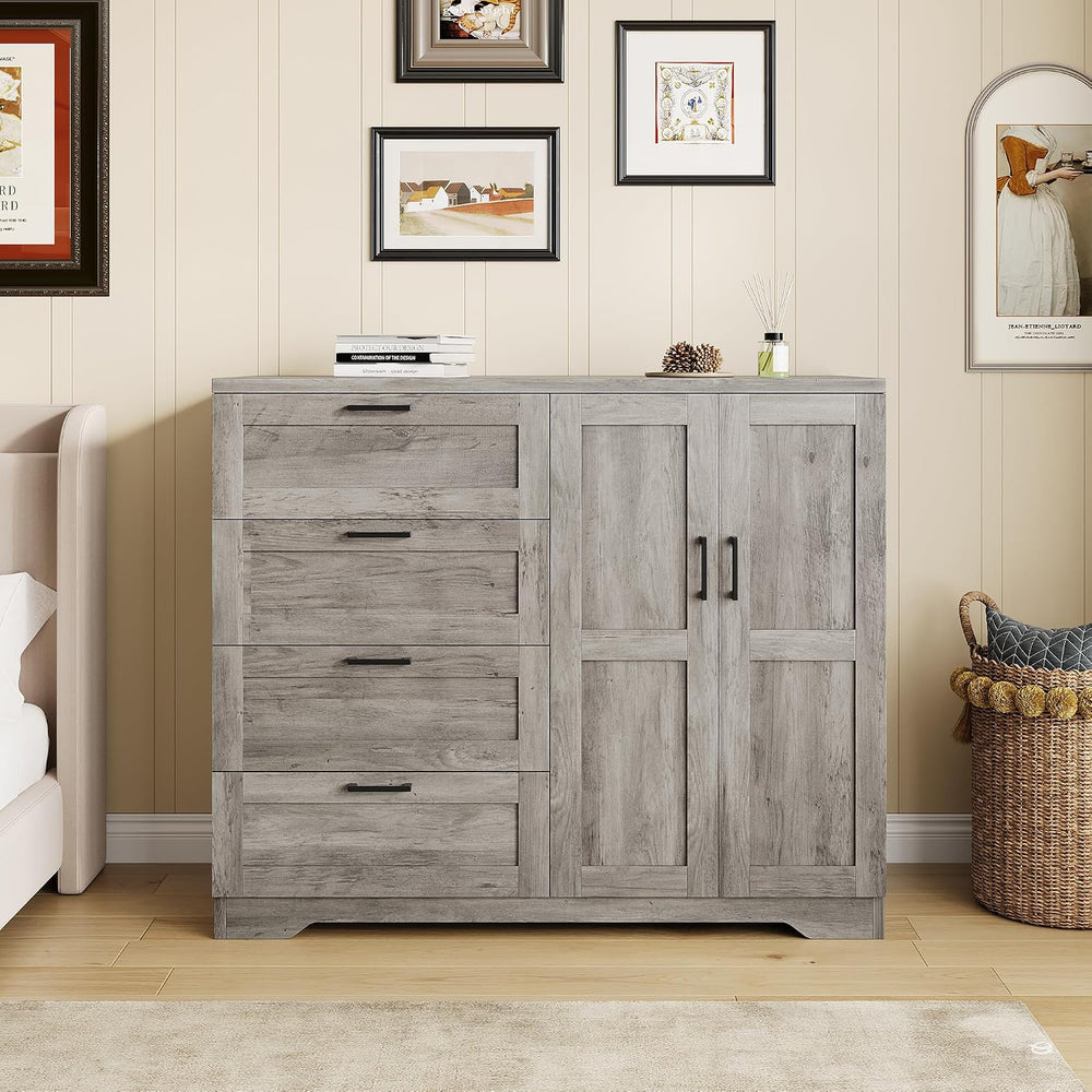 IDEALHOUSE 43.3'' H Armoire Wardrobe Closet with 4 Drawers and 2 Door...