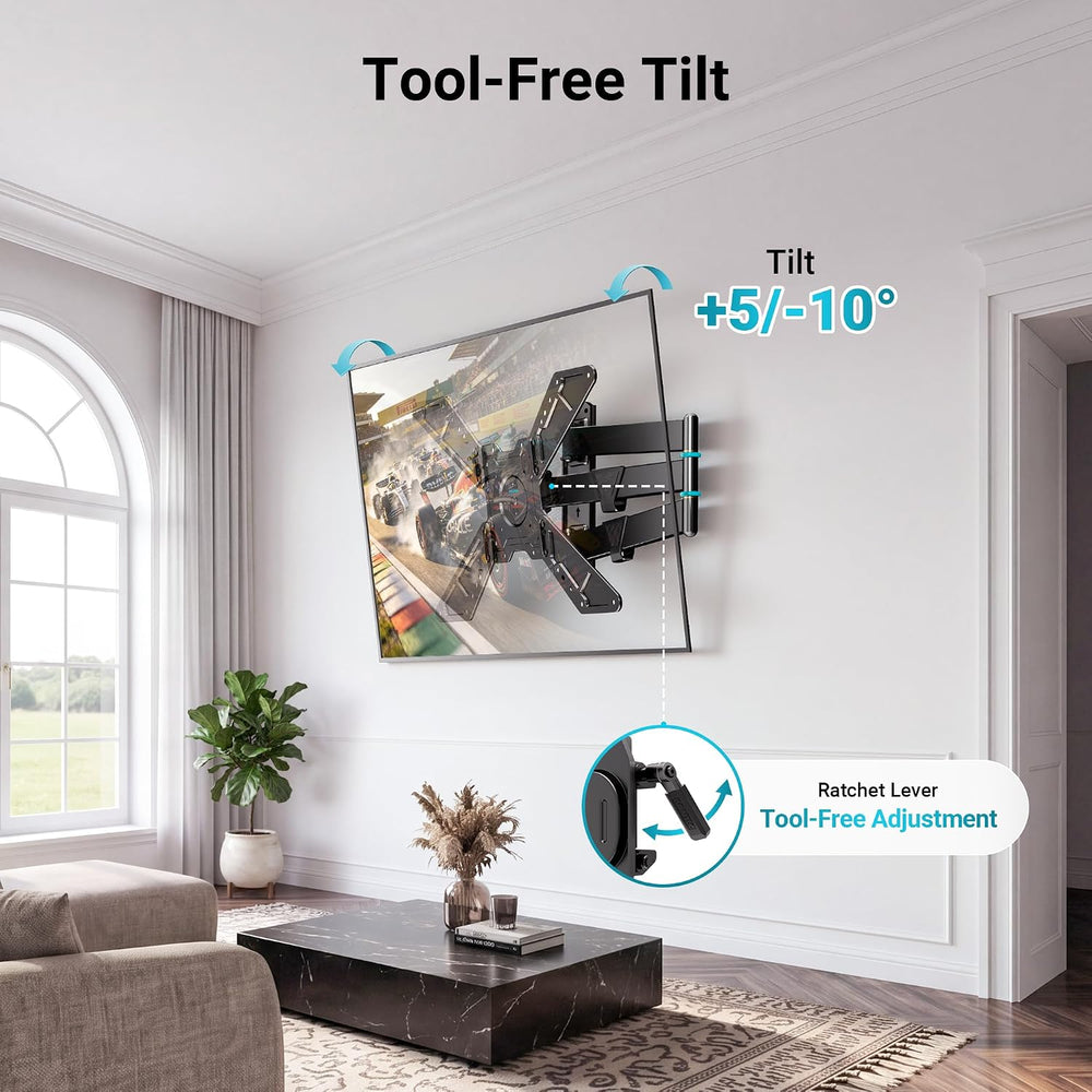 BONTEC Full Motion Corner TV Wall Mount for 31-75 Inch TVs, 33 in Long Arm Wa...